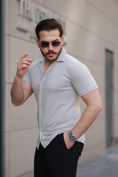 Erkek Kısa Kollu örme Kumaş Pamuklu Gömlek