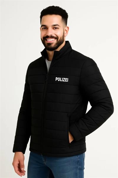 Erkek Mikro Su İtici Kapitone Baskılı Astarlı Fermuarlı Bomber Mont - Siyah