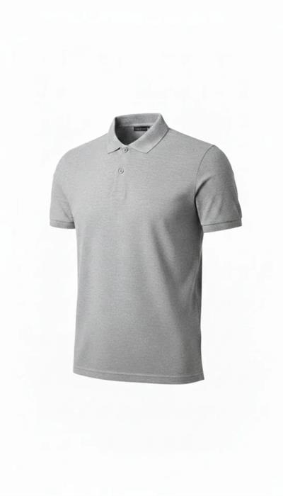 Erkek Pike Kumaş Düğmeli Yaka Regular Fit Günlük Kısa Kol Tişört T-shirt - Gri