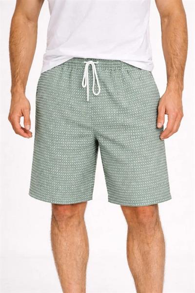 Erkek Pötikareli Şort – Beli Lastikli Bağcıklı, Cepli, Rahat Kesim Günlük Yazlık Şort - Mint Yeşili