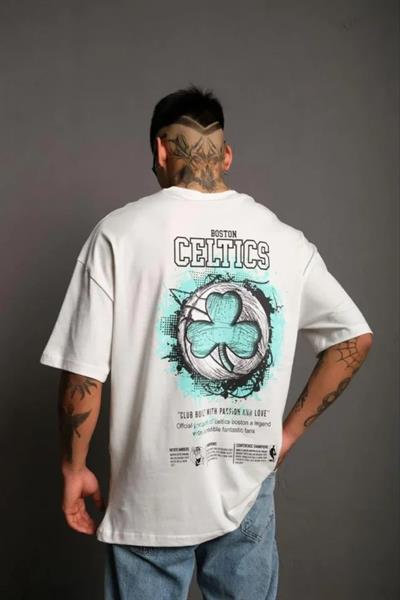 Erkek Sırt Baskılı T-shirt - Beyaz