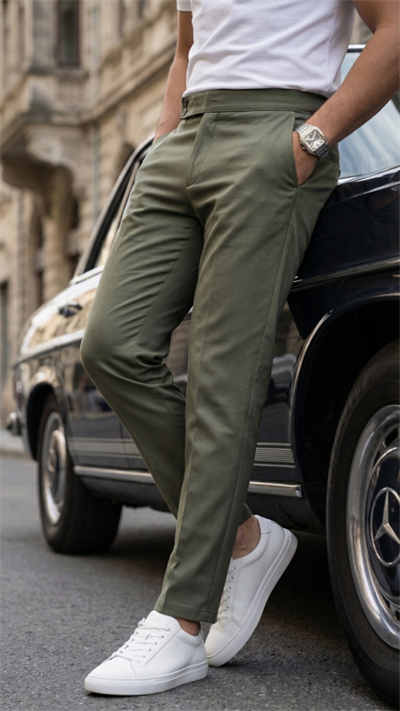 Erkek Toka Detaylı Oldmoney Kumaş Pantolon