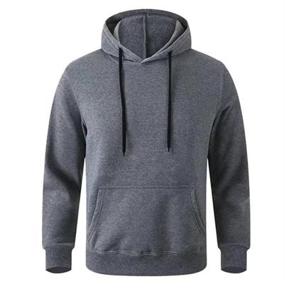 Erkek Uzun Kol Kapşonlu Basic Sweatshirt Hoodie - Füme