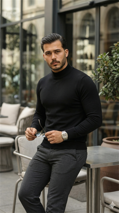 Erkek Yarım Balıkçı Yaka Pamuklu Triko