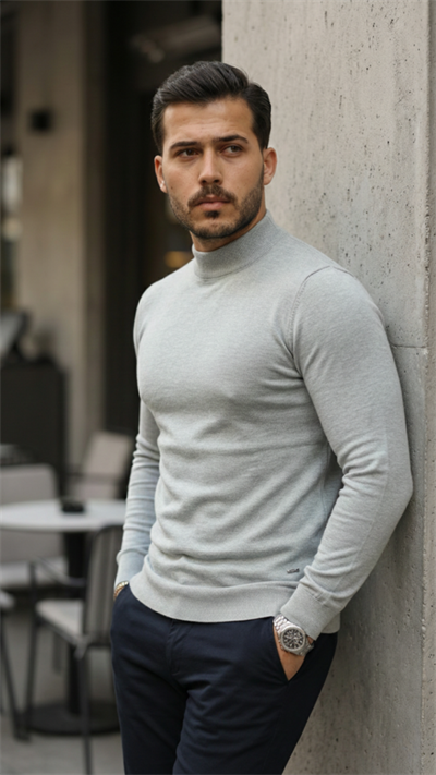 Erkek Yarım Balıkçı Yaka Pamuklu Triko