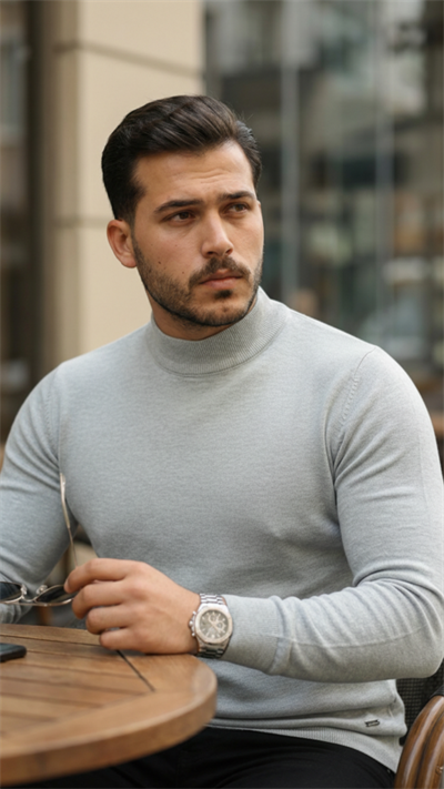 Erkek Yarım Balıkçı Yaka Pamuklu Triko