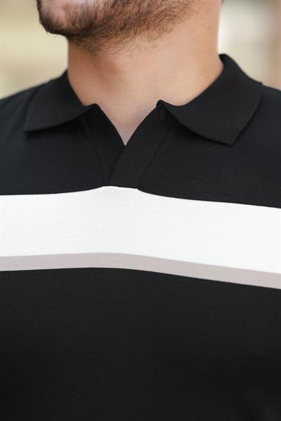 Erkek şerit Desenli Hemşire Yaka Kısa Kollu Tişört