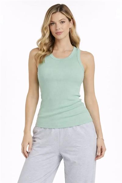 Fitilli Atlet Sıfır Yaka Slim Fit Arka Baskılı Spor Atlet - Mint Yeşili