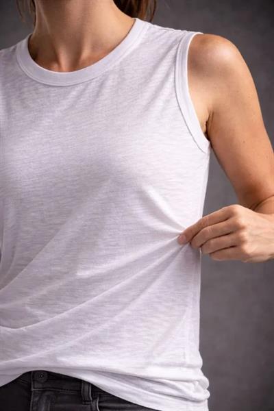 Flamlı Kumaş Sıfır Kolsuz Atlet  Basic Spor Üst, Günlük Ve Fitness Kullanımına Uygun - Beyaz