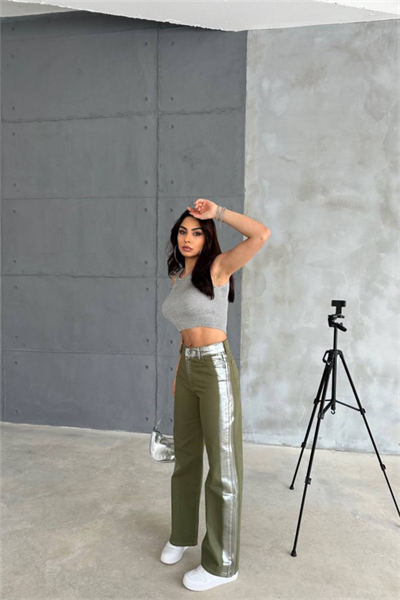 GABARDİN PALAZZO PANTOLON - Haki