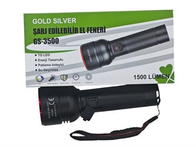 GS-3500   Gold Silver USB Şarjlı 1500 Lümen El Deneri