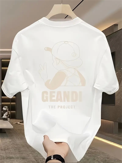 Geniş Kesim Pamuklu Tişört - GANDHI The Project Baskılı, Beyaz, Rahat Kesim, Kısa Kollu, Günlük Kıyafet, Her Gün Giyilebilecek Tişört- Beyaz