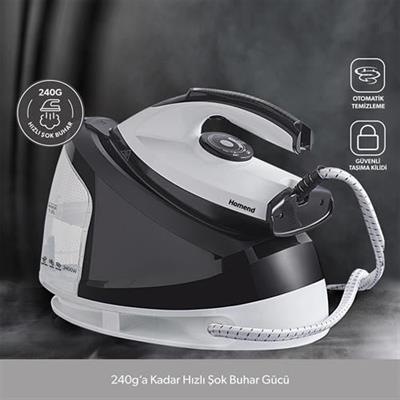 Homend Steamwork Buhar Kazanlı Ütü Siyah Beyaz 1167H