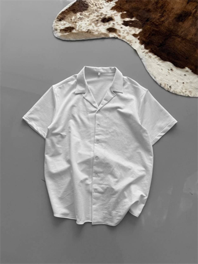 İki İplik Kumaş  Gömlek - Beyaz
