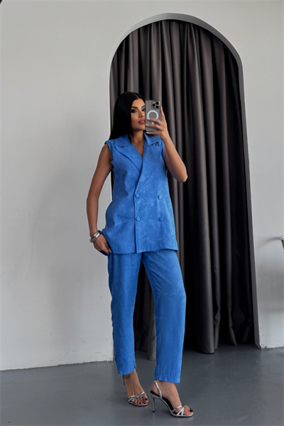 JAKAR KUMAŞ YELEK - PANTOLON TAKIM - Mavi