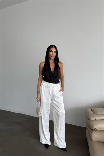 JAKAR SATEN PANTOLON - Beyaz