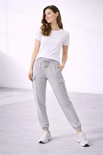 Jogger Eşofman Altı Rahat Kalıp, Kargo Cepli, Lastikli Paça, Günlük Spor Pantolon - Gri