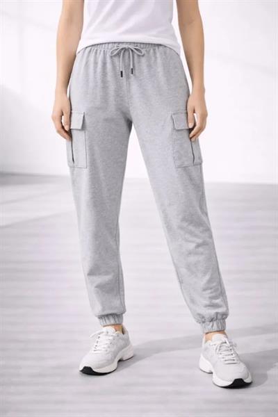 Jogger Eşofman Altı Rahat Kalıp, Kargo Cepli, Lastikli Paça, Günlük Spor Pantolon - Gri