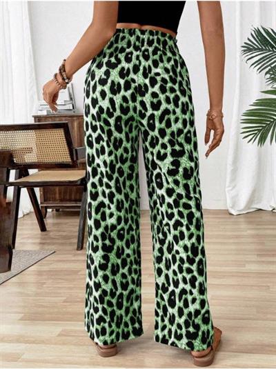 Kadın Beli Lastikli Leopar Desen Süprem Pantolon