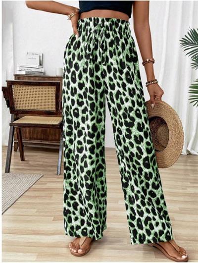 Kadın Beli Lastikli Leopar Desen Süprem Pantolon