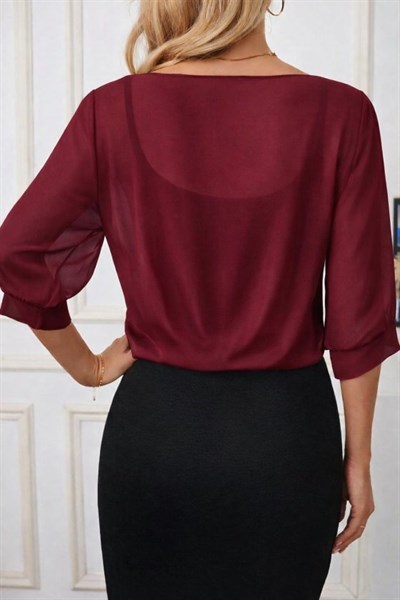 Kadın Fakir Kollu önden Bağlamalı Kısa şifon Bolero Ceket