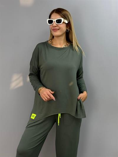 Kadın Iki Iplik Viskon Pamuk Kumaş Arma Detaylı Ikili Takım