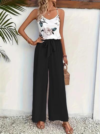 Kadın Ip Askılı V Yakalı Süprem Bluz Ve Aerobin Pantolon Ikili Takım