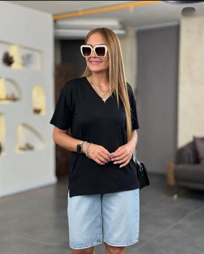 Kadın Kısa Kollu V Yaka Bluz