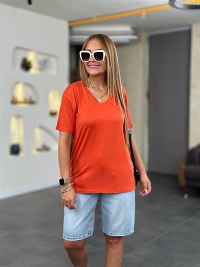 Kadın Kısa Kollu V Yaka Bluz