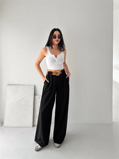 Kadın Pileli Kemerli Pantolon