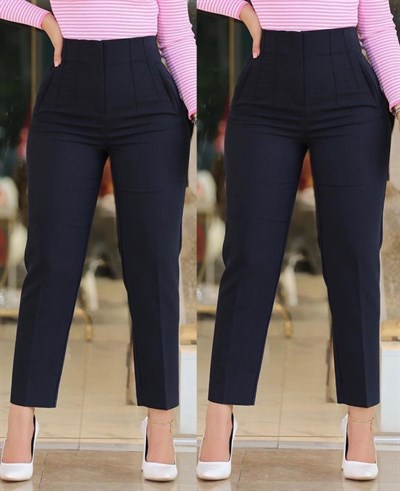 Kadın üste Oturan Paçası Bilek üzerinde Biten Krep Kumaş Kumaş Pantolon 36 (S) - 50 (5XL)