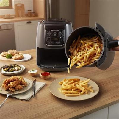 Karaca Air Pro Cook XL 2 İn 1 Konuşan Airfryer Black Chrome 4L