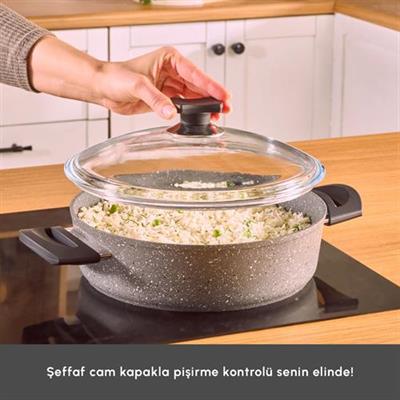 Karaca Biogranit Uraz 7 Parça Tencere Seti Gri