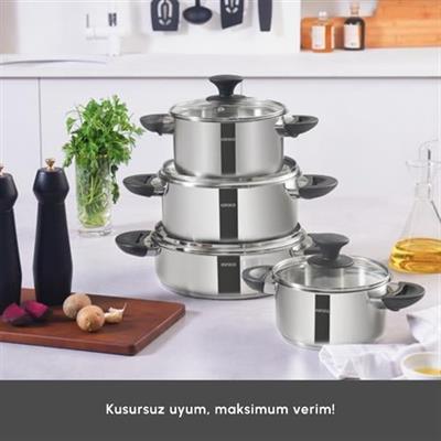 Karaca Buca İndüksiyon Tabanlı 8 Parça Çelik Tencere Seti