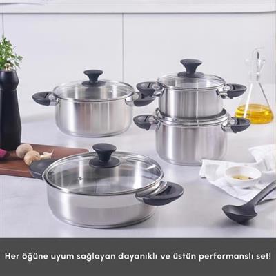 Karaca Buca İndüksiyon Tabanlı 8 Parça Çelik Tencere Seti