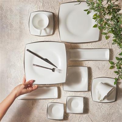 Karaca Fine Pearl Agate 26 Parça 6 Kişilik Kare İnci Kahvaltı Takımı