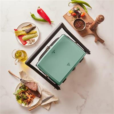 Karaca Gastro Grill Glass Premium 2400W Döküm Tost Ve Izgara Makinesi Blue Mist 6 Dilim Kapasiteli