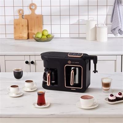 Karaca Hatır Plus Barista Steel 6 İn 1 Konuşan Latte Cappuccino Ve Közde Türk Kahve Makinesi Walnut Brown