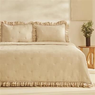 Karaca Home White Collection Perios  Çift Kişilik Spring Comfort  Fırfırlı Bej