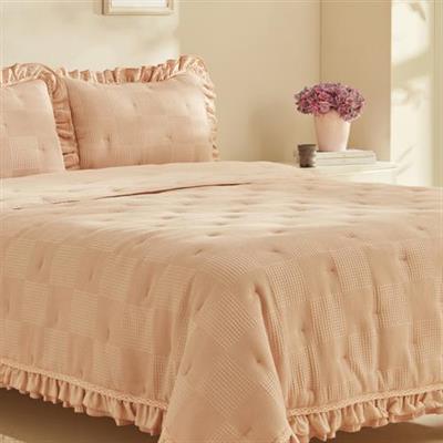 Karaca Home White Collection Perios Çift Kişilik Fırfırlı Spring Comfor  Somon