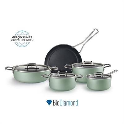Karaca Mastermaid Biodiamond 9 Parça Tencere Seti Cabbage Green