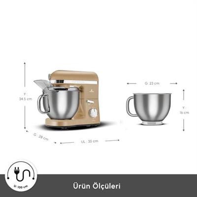 Karaca Mastermaid Chef Pro Çift Kollu Hamur Yoğurma Makinesi Mineral Gold 1750W 5L