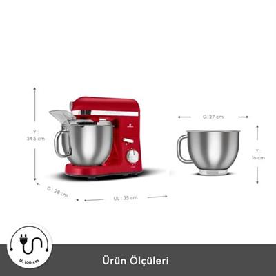 Karaca Mastermaid Chef Pro Çift Kollu Hamur Yoğurma Makinesi Imperial Red 1750W 5L