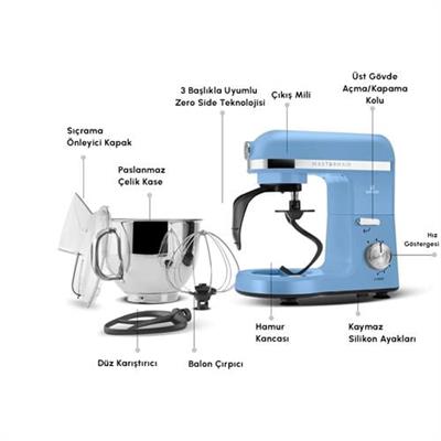 Karaca Mastermaid Chef Pro Çift Kollu Hamur Yoğurma Makinesi Royal Blue 1750 W 5L