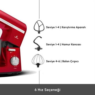 Karaca Mastermaid Chef Pro Çift Kollu Hamur Yoğurma Makinesi Imperial Red 1750W 5L