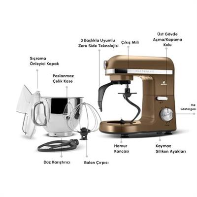 Karaca Mastermaid Chef Pro Çift Kollu Hamur Yoğurma Makinesi Walnut Brown 1750W 5L