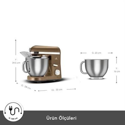 Karaca Mastermaid Chef Pro Çift Kollu Hamur Yoğurma Makinesi Walnut Brown 1750W 5L