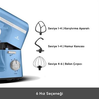 Karaca Mastermaid Chef Pro Çift Kollu Hamur Yoğurma Makinesi Royal Blue 1750 W 5L