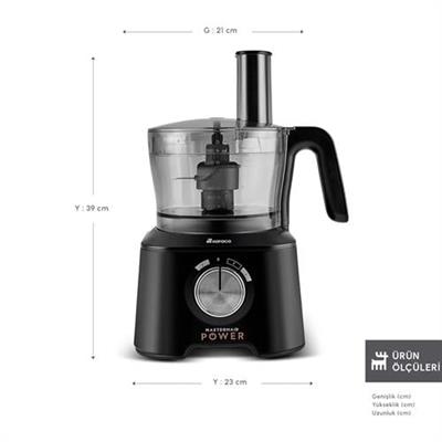 Karaca Mastermaid Power Max 11 İn 1 Mutfak Robotu 2500W Matte Black Silver