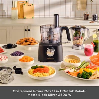 Karaca Mastermaid Power Max 11 İn 1 Mutfak Robotu 2500W Matte Black Silver